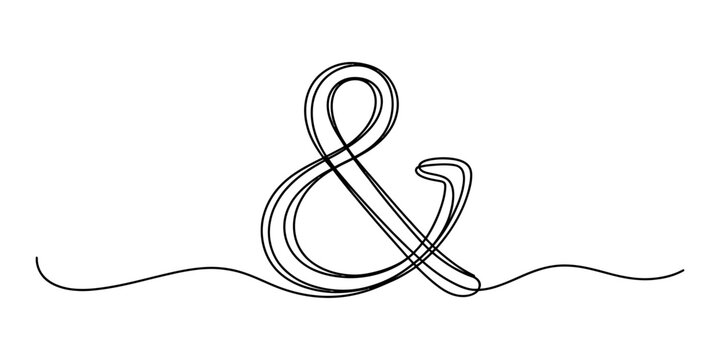 Elegant single line ampersand symbol drawing, continuous line art