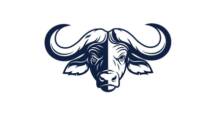 Obraz premium Minimalist Cape buffalo head mascot logo on white background