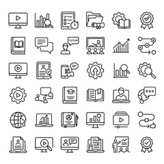 Fototapeta premium Education Icons Set Line Style On White Background