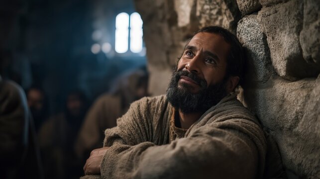 At midnight, as Paul and Silas pray and sing hymns to God, a sudden earthquake shakes the prison, opening every door and demonstrating God's power and deliverance.
