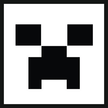 A black pixelated creature face on a in a square