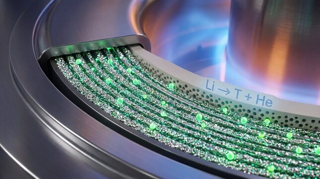 Futuristic fusion reactor core glows with energy, showcasing scientific innovation and clean power potential.
