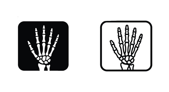 Human hand skeleton silhouettes against contrasting backgrounds silhouette
