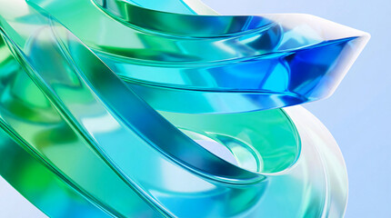 Fototapeta premium 3D Rendered Abstract Swirls in Blue and Green