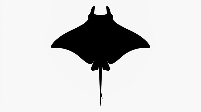 Manta Ray Silhouette Vector Illustration on White Background
