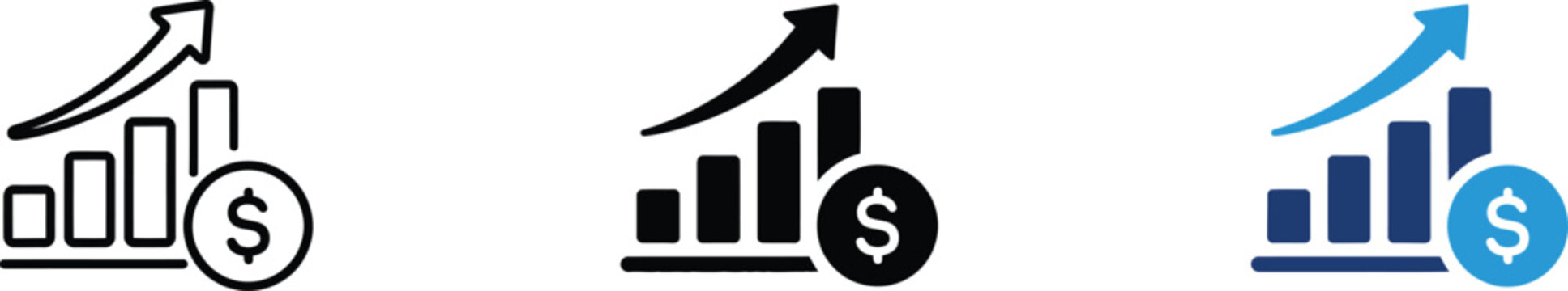 Financial Growth Chart with Dollar Symbol Investment Profit Increase Business Success Icon Vector Illustration