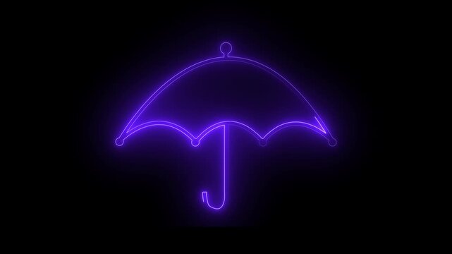 Glowing neon umbrella illuminated against a dark background showing futuristic and modern aesthetics.