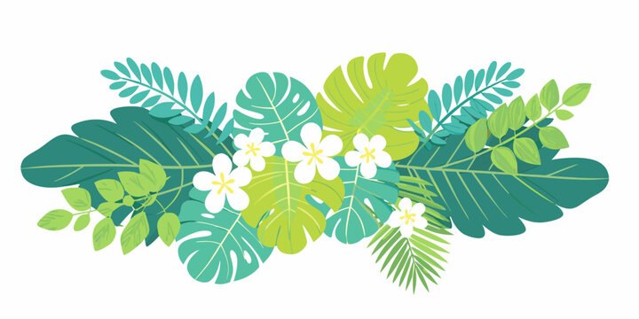 tropical foliage arrangement vector illustration leaves flowers