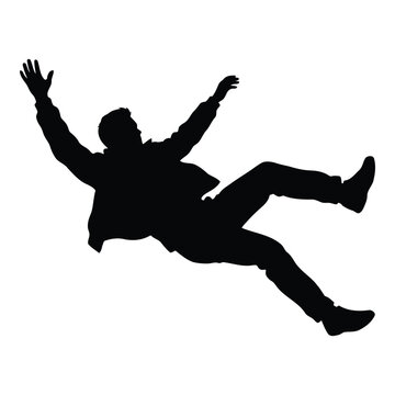 Silhouette of a man falling through the air vactor file
