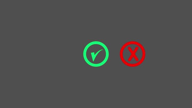 Check mark icons, tick and crosses icon animation video.