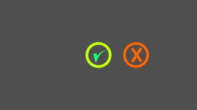 Check mark icons, tick and crosses icon animation video.