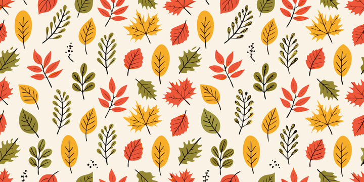 autumn leaves pattern in warm colors fall