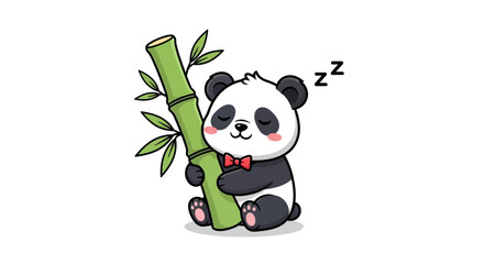 Cute cartoon panda with bow tie. © Studio84
