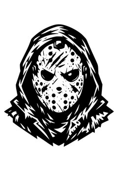 Horror slasher mask graphic vector illustration with thriller, halloween