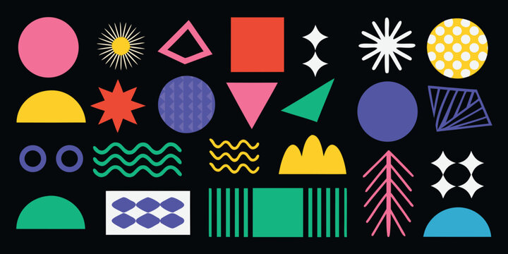 geometric shapes colorful memphis style pattern triangle