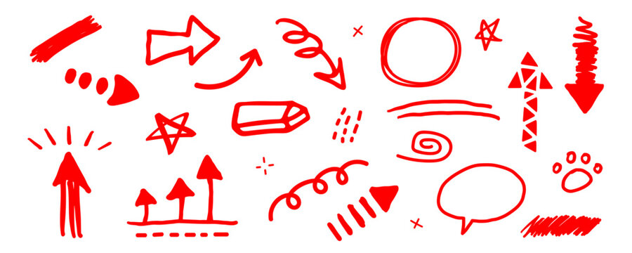 Hand-Drawn Arrow, Doodle, Underline and Speech Bubble Set