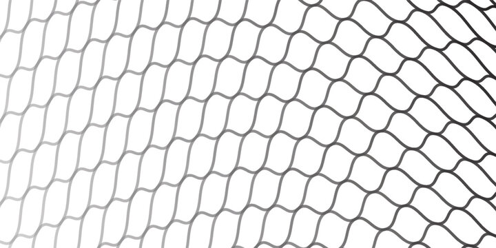 Minimalist black and white wavy grid line pattern on a clean background. Abstract geometric fishnet mesh design with gray gradient texture effect, modern vector illustration.