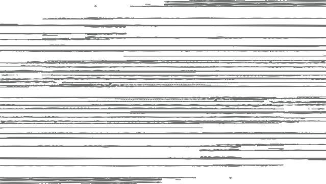 Glitchy digital distortion effect with horizontal lines and pixels on white background