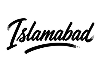 Obraz premium Islamabad city name. Vector city name brush on a white background