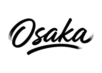 Obraz premium Osaka city name. Vector city name brush on a white background
