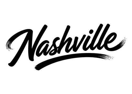 Nashville city name. Vector city name brush on a white background