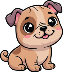 Fototapeta premium Adorable Bulldog Pup Illustration on transparent background