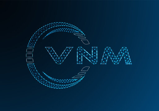 VNM low poly letter logo vector design. VNM lower poly logo design. Low poly logo.