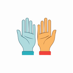 Fototapeta premium Two Hands Raised in Different Colors