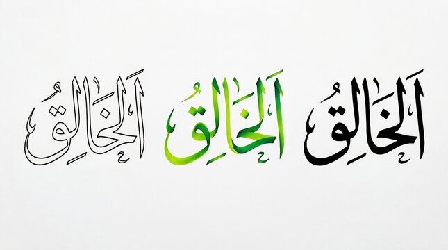 Three styles of al khaliq arabic calligraphy script