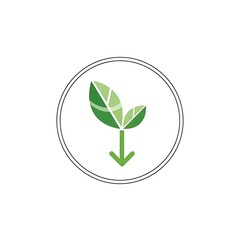 Fototapeta premium Eco friendly recycling symbol with green plant inside circle.