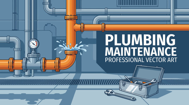 Professional plumbing maintenance vector illustration.