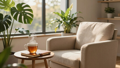 Fototapeta premium Serene Modern Therapy Office with Warm Sunlight