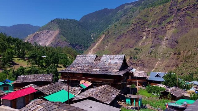 mountain village in the Frames of the Himalayas