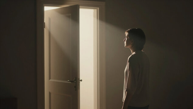 Abstract Light and Shadow Silhouette Representing Hope and Anxiety Relief