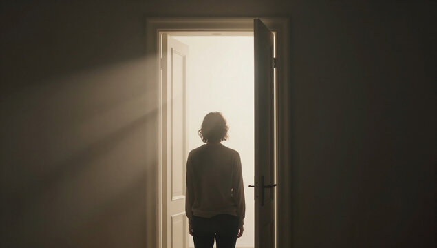 Abstract Light and Shadow Silhouette Representing Hope and Anxiety Relief