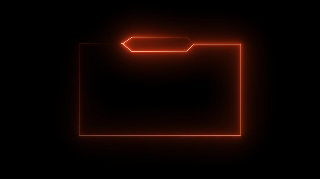 Neon orange color replay Frame with black background. Neon frame animation with neon box frame.
