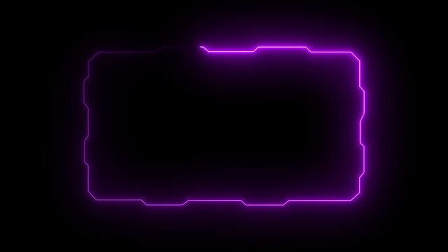 Futuristic Pink Neon HUD Interface Frame with Glowing Tech Panel Border for Digital Screen Overlay Design Stock Illustration