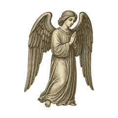 Obraz premium PNG Vintage angelic figure illustration.