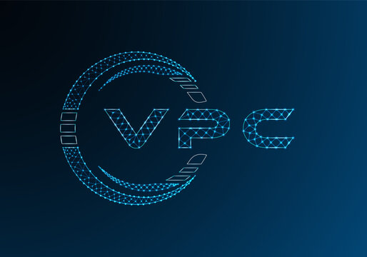 VPC low poly letter logo vector design. VPC lower poly logo design. Low poly logo.