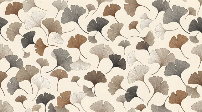 Ginkgo Leaf Pattern, Botanical Illustration, Autumnal Foliage, Natural Texture, Decorative Background