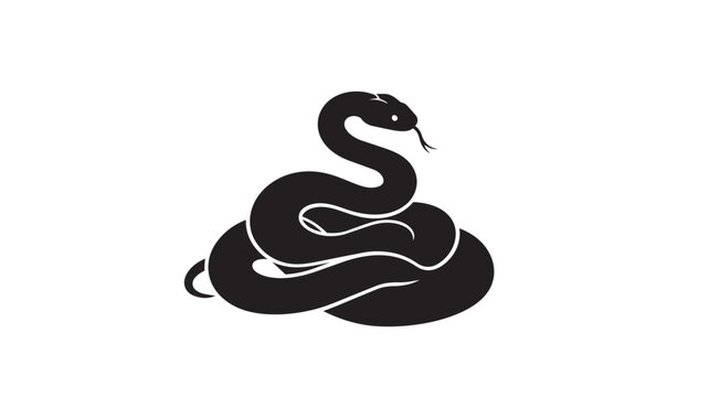 Black coiled snake icon silhouette