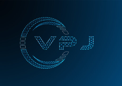 VPJ low poly letter logo vector design. VPJ lower poly logo design. Low poly logo.