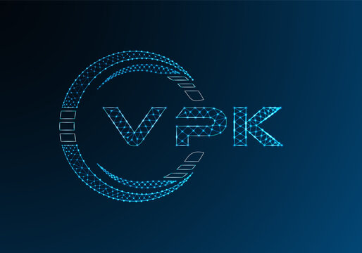 VPK low poly letter logo vector design. VPK lower poly logo design. Low poly logo.