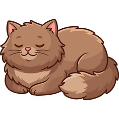 Fototapeta premium A cute cartoon cat is sleeping peacefully on a white background