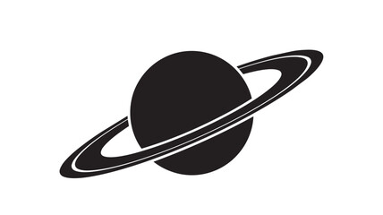 Black silhouette of saturn planet with rings icon © rockbd