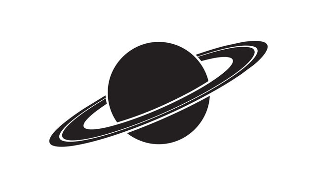 Black silhouette of saturn planet with rings icon
