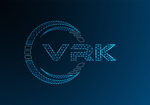 VRK low poly letter logo vector design. VRK lower poly logo design. Low poly logo.