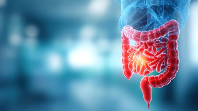 Appendicitis Medical Concept with Inflamed Appendix Illustration, Acute Abdominal Pain, Digestive System Anatomy and Emergency Surgical Healthcare Background