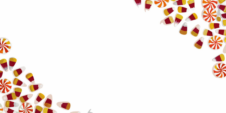 Candy corn arrangement with a white background halloween theme