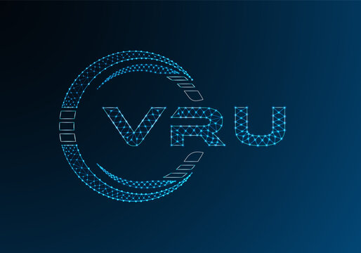 VRU low poly letter logo vector design. VRU lower poly logo design. Low poly logo.